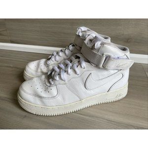 Nike Air Force 1 Mid Sneakers GS Triple White 314195-113 Youth 6Y / Womens 7.5
